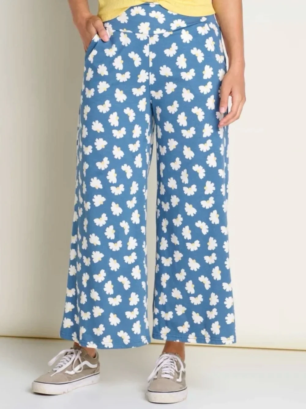Toad&Co Blue Wide Leg Daisy Print Pants - Picture 1 of 4